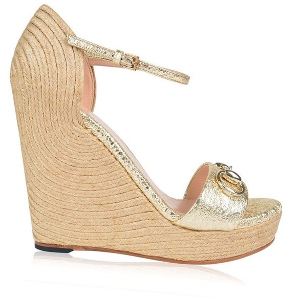 gucci gold wedges